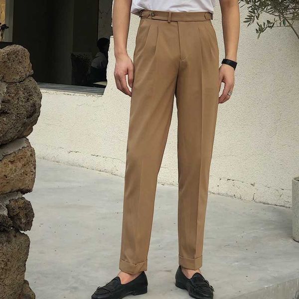 

luxury fashion casual pants men's business dress pants korean retro wild slim straight trousers casual office social pants 210527, White;black