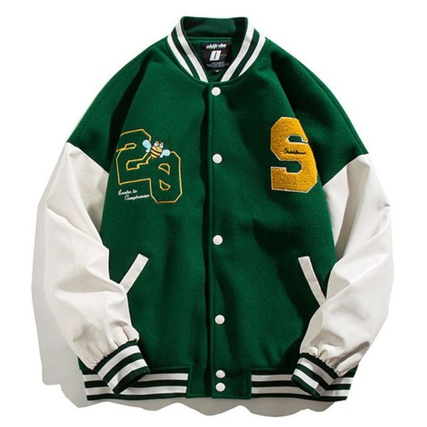 

men's jackets baseball jacket embroidered, winter and autumn bomber with lyrics of bee, hip-hop style street, , k26v, Black;brown