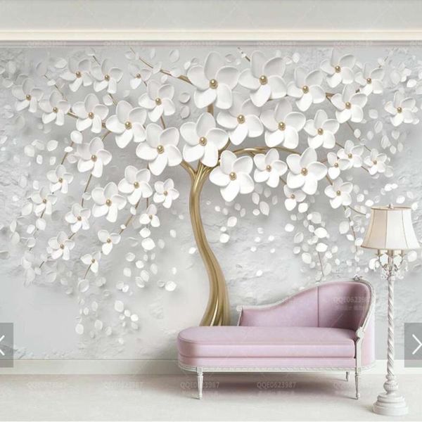 

wallpapers 3d embossed white flower wallpaper murals printing po mural for wedding room home wall decor modern floral paper rolls