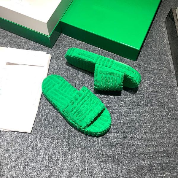 

slippers 2021 women fashion soft towel high street cotton outdoor green color, Black