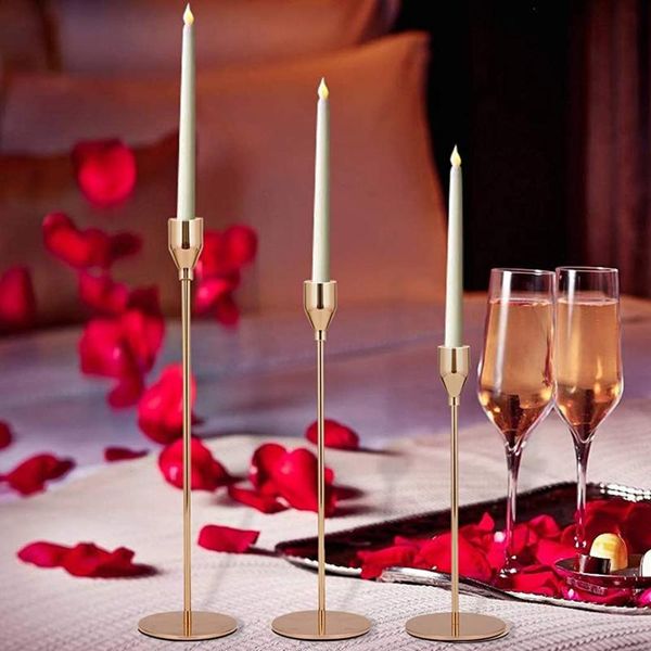 

candle holders 3pcs/set chinese style metal simple golden wedding decoration bar party living room decor home candles