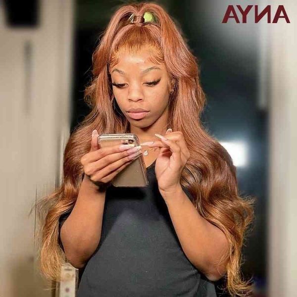 

hd orange brown anya 13x4 lace frontal body wave human peruvian remy hair pre plucked wig for black women