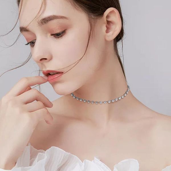 

chokers cubic zirconia cz choker chain necklaces for women ,wedding engamenet, Golden;silver