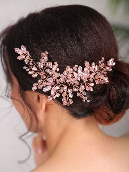 

bridal tiara wedding headband pink headdress rose gold headwear fascinators rinestone hairband bridal hair accessories for women, Silver