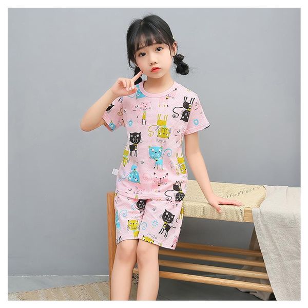 

clothing sets children pajamas for baby girls summer cotton pyjamas set kids pijama short sleeve and pant outfit sleepwear suits, White