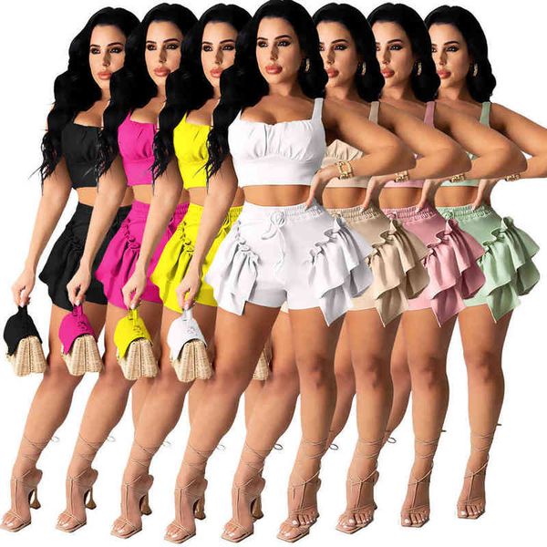 

women's tracksuits womens 2 piece set ruffles pants tracksuit designer summer crop short sleeve shorts outfits fashion casual women clo, Gray