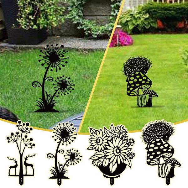 

garden decorations black ornaments install courtyard art plug-in decoration sunflower yard lawn stakes decor