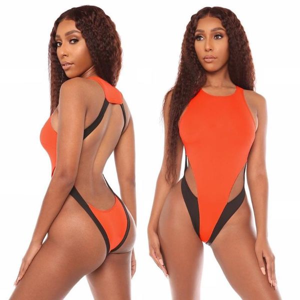 

one-piece suits patchwork female bathing suitÂ orange black brazilian thong swimwear suitÂ biquini push-up bikini