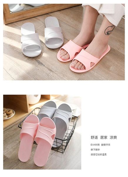

summer solid color indoor slippers non-slip couple bathroom flats shoes winter female warm bedroom, Black