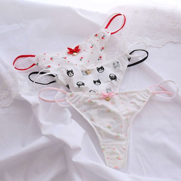 

428 milk silk t-pants strawberry cherry lovely lady underwear traceless low waist girl ice, Black;pink