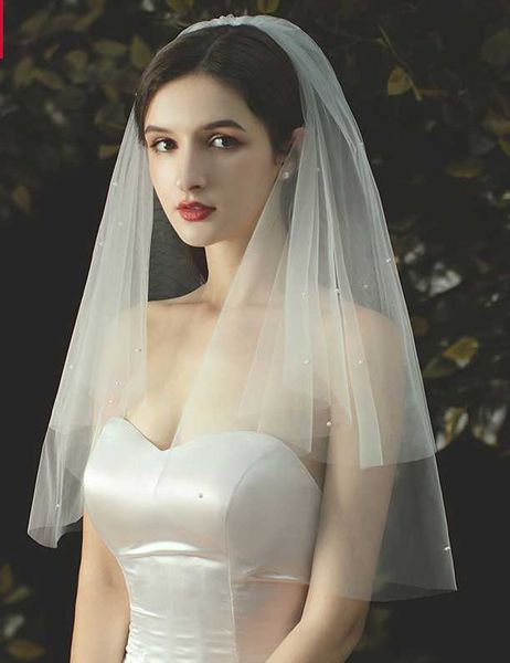 

bridal veils veil simiple pearl elbow length wedding dresseds, Black