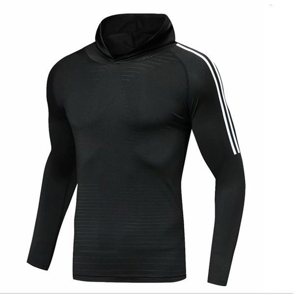 

tees women's t-shirt men's long sleeve hooded tights quick drying sports running training fitns suit-971, White