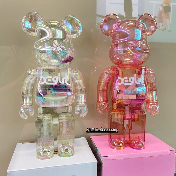 

bearbrick violent building block bear qianqiu transparent water ripple joint can ring hand operated doll decoration blind box