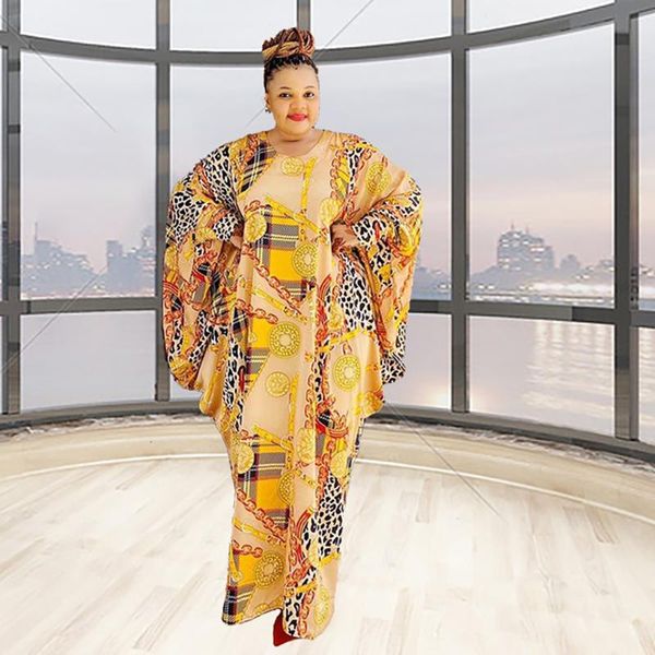 

plus size dresses 2021 africa abaya dubai loose waist round neck office commuter abstract irregular printed dress c27, Black