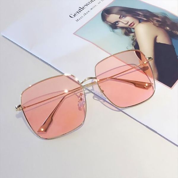 

trendy vintage oversized square sunglasses women gold frame clear pink yellow sun glass female big shades uv400 summer, White;black