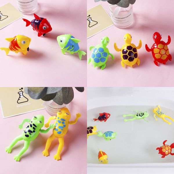 Kind Kind Badespielzeug Uhrwerk Wind Up Kunststoff Schwimmen Frosch Batteriebetriebener Pool Baden Baby Kinder Spaß Spielzeug Fisch 0 92jl Y2