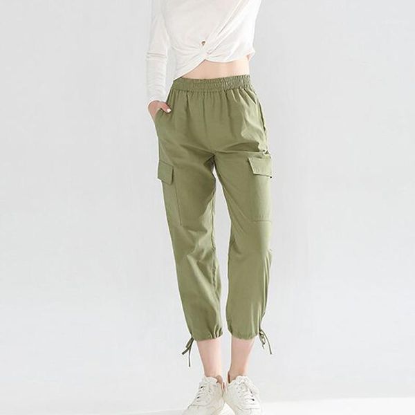 

women's pants & capris casual streetwear cargo women pockets loose 2021 fashion joggers harem pantalon femme, Black;white