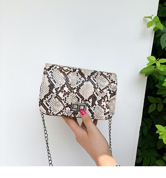 

cross body women serpentine messenger bag small square shoulder bags pu leather snake print chain crossbody for