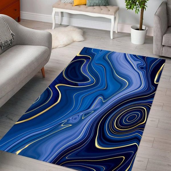 

carpets golden royal blue marble area rug abstract floor mat, home decor, living room rug, apartment decor washable modern
