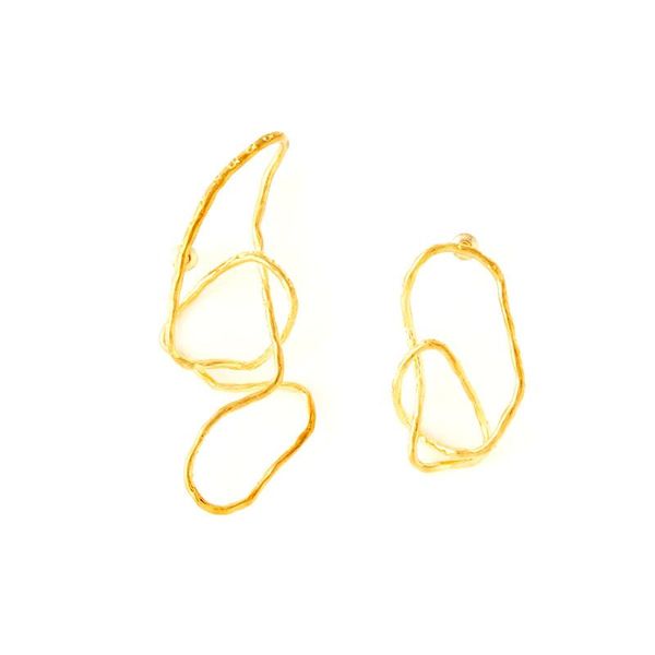 

dangle & chandelier niche design fashion exaggerated minimalist temperament asymmetrical lines wrapped around earrings women's earring, Silver