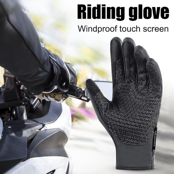 

cycling gloves full finger winter touch screen windproof cold thermal warm sport mittens outdoor sports accessories, Black