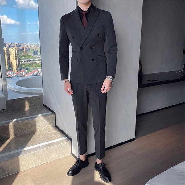 

men's suits & blazers 2021 men spring fashion groom wedding dress mans solid color slim suit blazer male formal business casual jackets, White;black