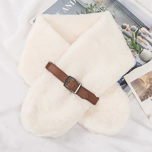 

2021 leather belt imitation rabbit hair plush winter thickened scarf women's warm neck cover live broadcast, Blue;gray