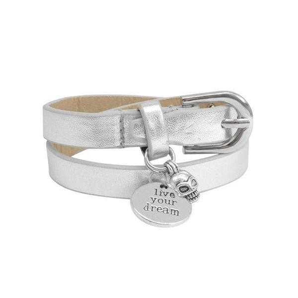 

charm bracelets kirykle the men's accessories skull bracelet 2021 casual retro bangle fashion multi-layered lady, Golden;silver