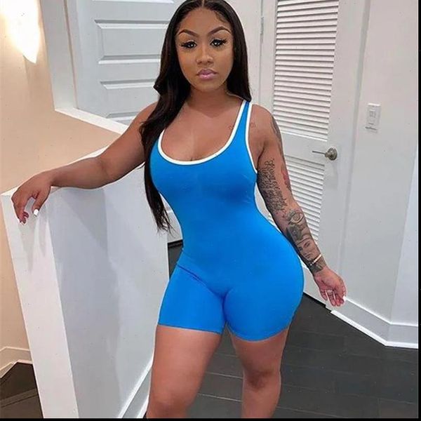 

womens romper women sleeveless tank jumpsuit rompers playsuit bodycon biker shorts 3 colors solid stretch pants trousers, Black;white