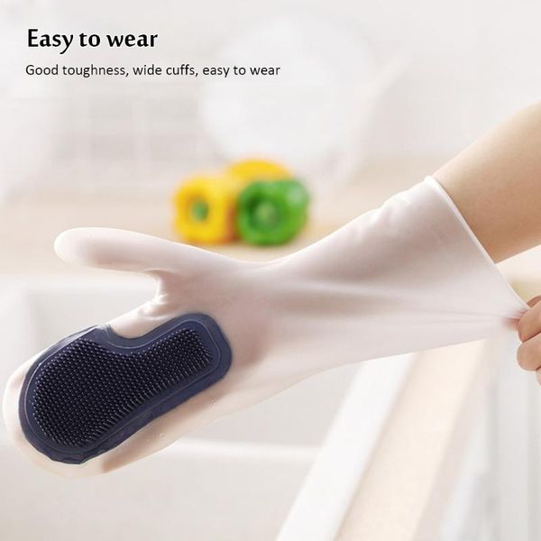 

disposable gloves 1pair reusable cleaning multifunction magic silicone scrubbing dish washing household waterproof kitchen tool