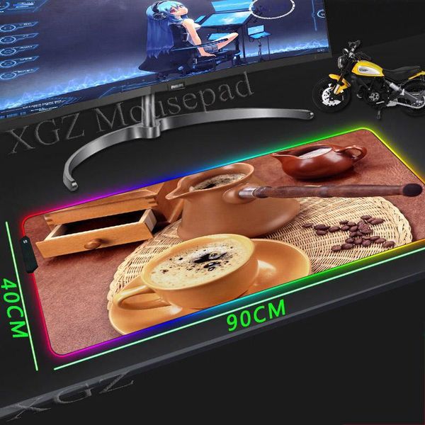 

mouse pads & wrist rests xgz brown coffee cup large rgb gaming pad black lock-edge anime custom office computer desk mat rubber stripe non-s