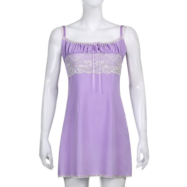 

2021sweetown y2k aesthetic purple party dress women lace chiffon cute sleeveless mini dresses lace up kawaii e girl clothes, Black;gray