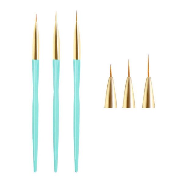 Penna per nail art con perline blu smerigliate Manico per pittura Disegno per smalto fine Pennello per unghie Punte per strumenti Kit per manicure
