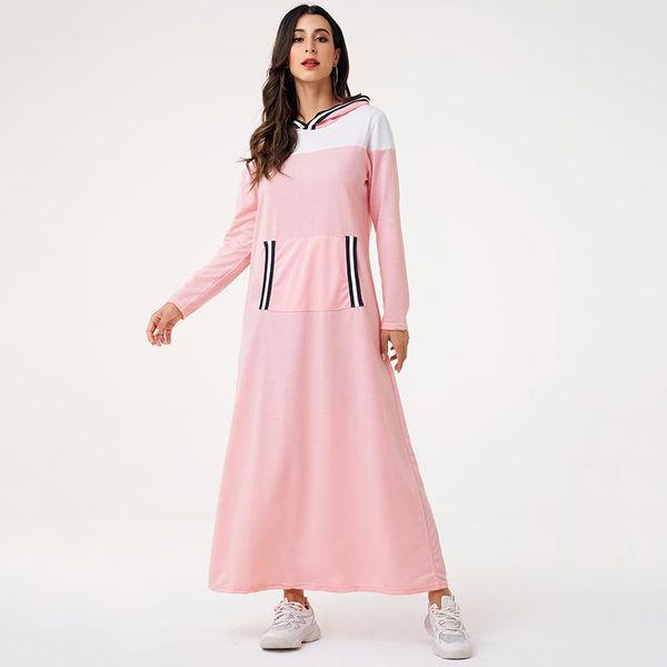 

casual dresses women hoodie dress long sleeve pocket front loose female fashion clothing, Black;gray