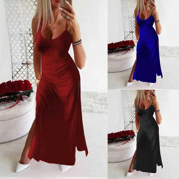 

straight women's sling split slim dress, Black;pink