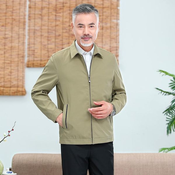 

men's jackets thin dad jacket black coat lapel collar casual middle-aged autumn wear clothes middle aged elderly people mens clothing, Black;brown