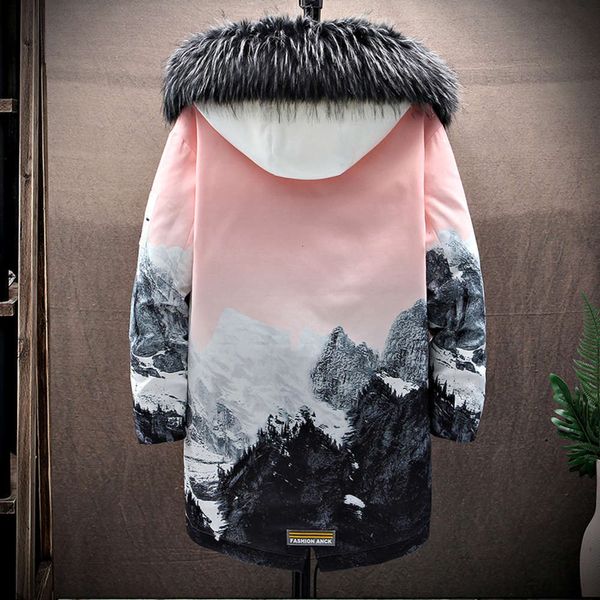 

men's & parkas down medium length youth cool warm cotton padded men jacket mens winter coats fashion brand clothes 32z4, Black