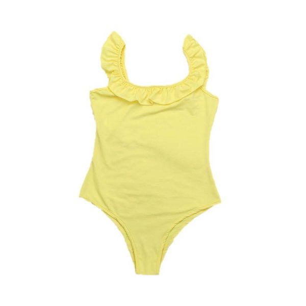 

one-piece suits mother daughter off shoulder bikini sweet solid candy color monokini ruffles flounce strap swimsuit cross v