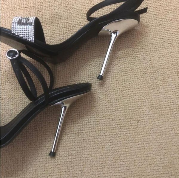 

fancy classic new arrival stiletto diamond upper narrow high-heeled 9cm sandals eu35-40, Black