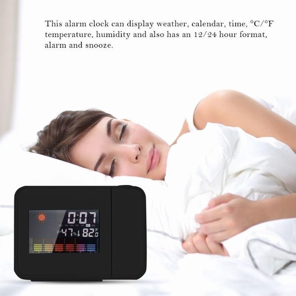 

wall clocks lcd projection digital weather snooze alarm clock led backlight color display creative removable art decal sticker