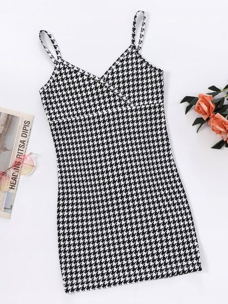 

toddler girls houndstooth print surplice front cami dress she, Red;yellow