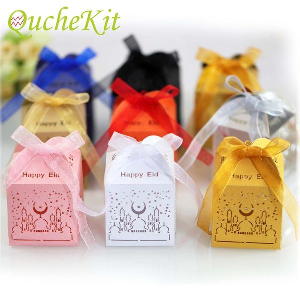 

50pcs wedding candy box with ribbon bowknot cookies gift party supply baby shower packaging boxes wrap