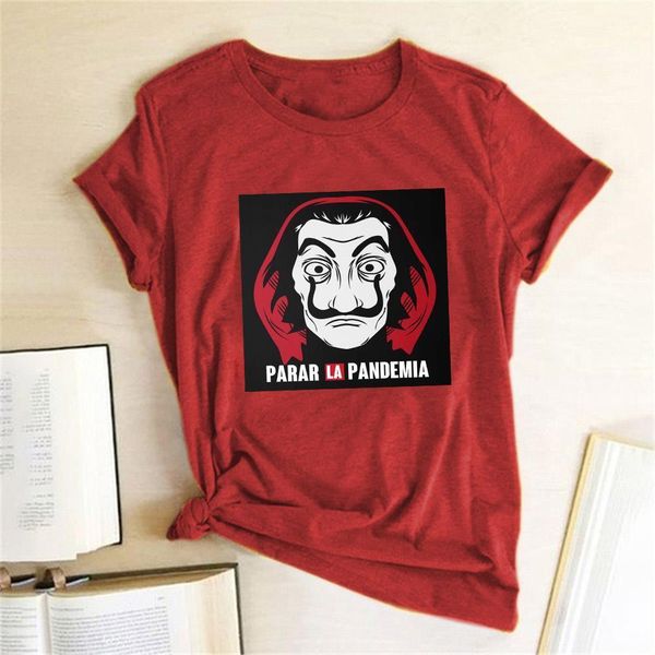 

parar la pandemia print women t shirt casa de papel money heist the house paper camiseta tv short sleeve, White