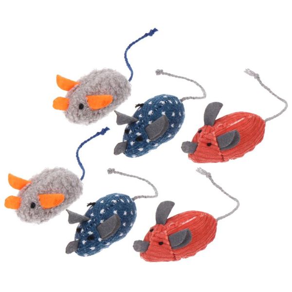 

cat toys 6pcs mice shape catnip plush chew bite interactive plaything