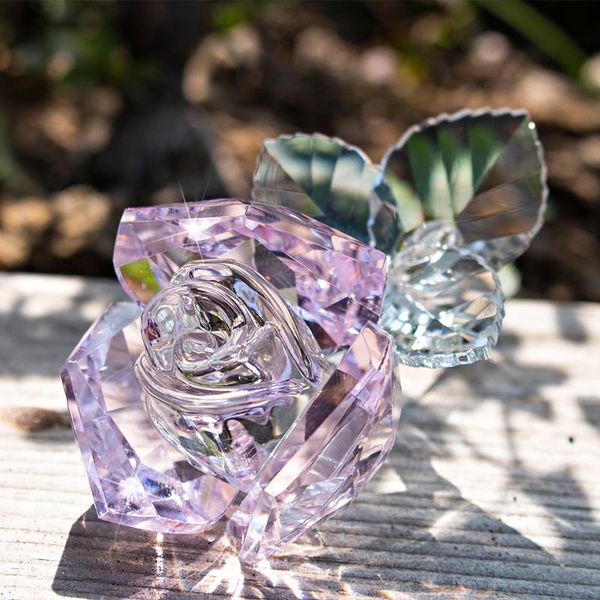 

decorative objects & figurines h&d crystal pink rose flower for anniversary, great forever love gifts xmas valentine's day birthday mot