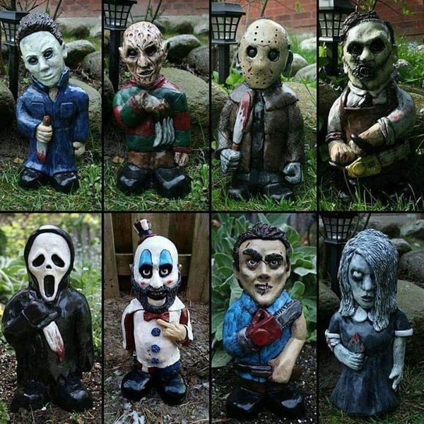 

decorative objects & figurines 10cm horror movie garden statue halloween killer gnome ornament for home patio tablefigurine set