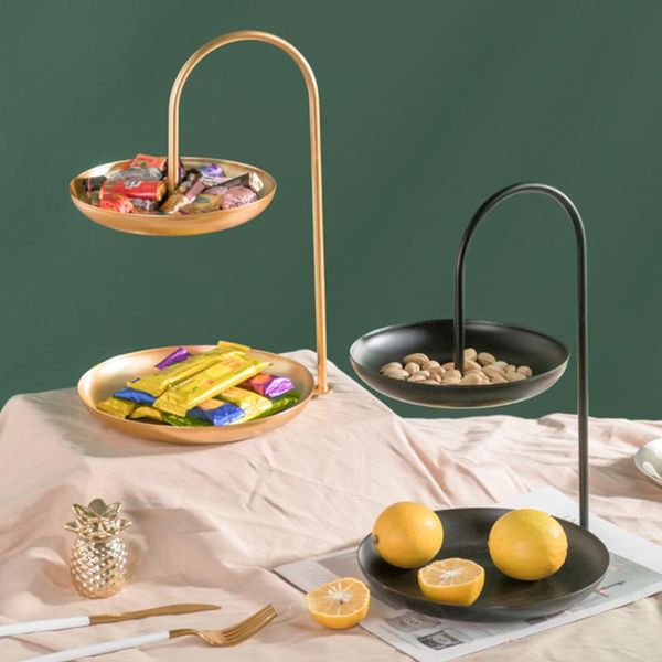 

dishes & plates nordic light luxury style fruit tray double layer candy shop with net red creative modern home living room snack