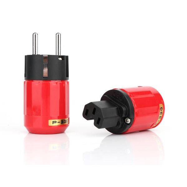 

smart power plugs pair p-330/c-330 audio grade schuko jack, rhodium plated eu ac plug, iec connector plug ,power cable