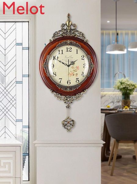 

clock american wall mute home living room creative fashion simple retro atmosphere pocket watch clocks