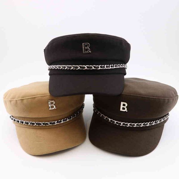 

british letter ring chain catwalk fashion street navy hat new fall, Blue;gray